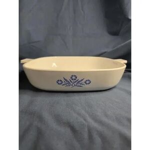Corningware White Baking Dish with Blue Floral Accent